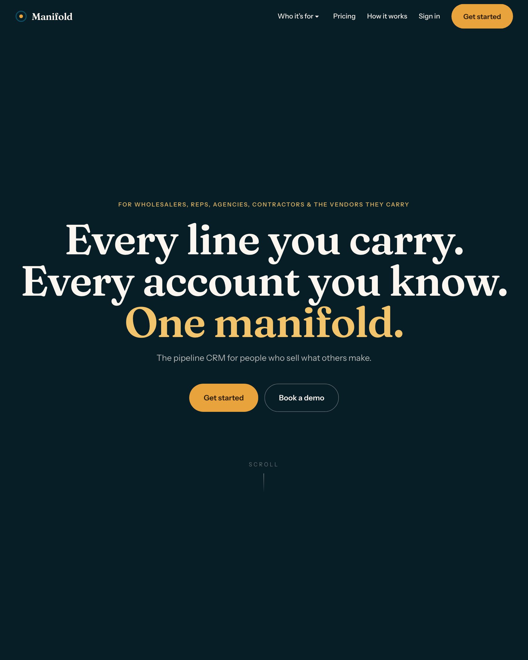 Manifold — pipeline CRM for wholesalers, manufacturers reps, and sales agencies